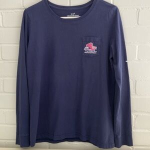 Mens Vineyard Vines Navy Blue Long Sleeve Comfy Cotton Ski Theme T-Shirt Size M